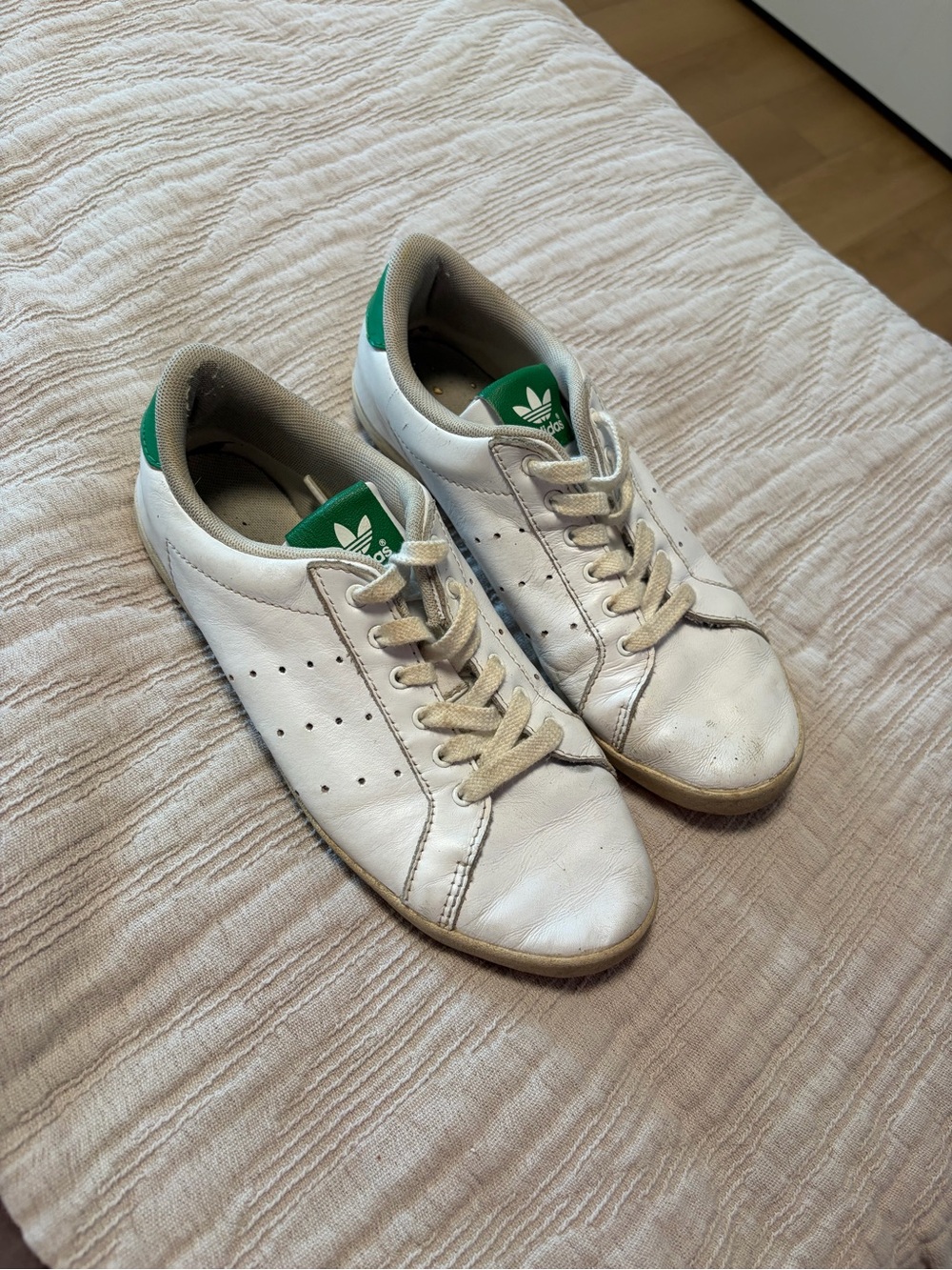 adidas White and Green Low-Top Sneakers